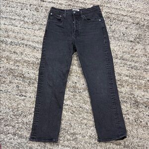 Agolde Riley high rise Crop Straight-Leg Jeans in Black gray sz 27